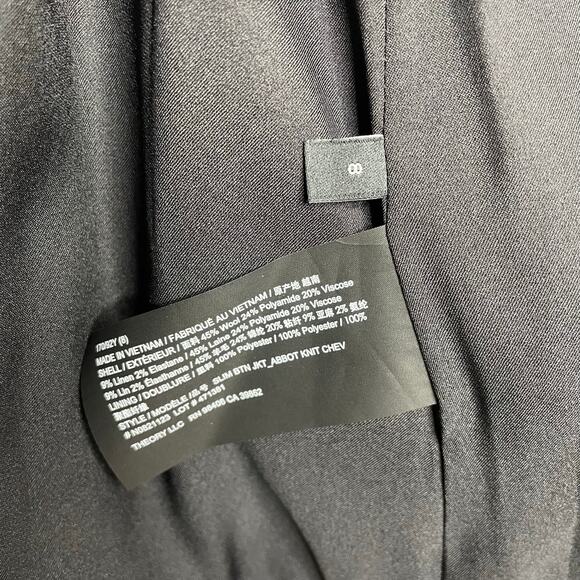 Theory Black Gray Slim Button Jacket Abbot Knit Chevron Herringbone Stretch 8 - Picture 15 of 16